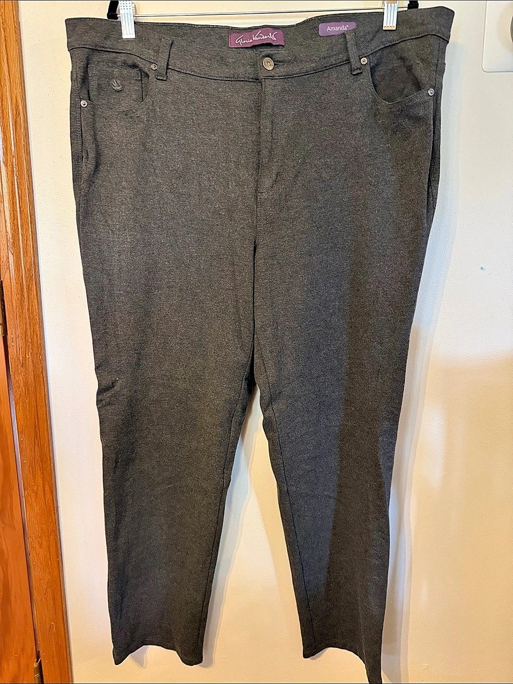 Gloria Vanderbilt Amanda Straight Leg Pants Gray Size 18W